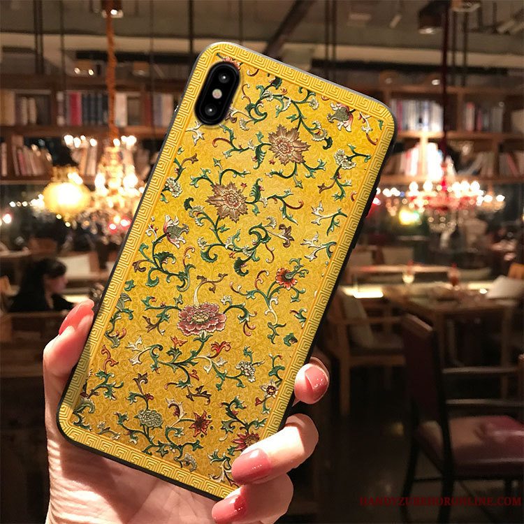 Etui iPhone Xs Relief Rød Telefon, Cover iPhone Xs Beskyttelse