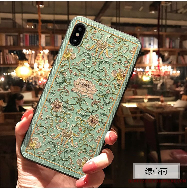 Etui iPhone Xs Relief Rød Telefon, Cover iPhone Xs Beskyttelse