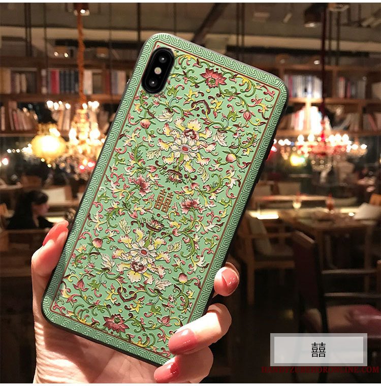 Etui iPhone Xs Relief Rød Telefon, Cover iPhone Xs Beskyttelse