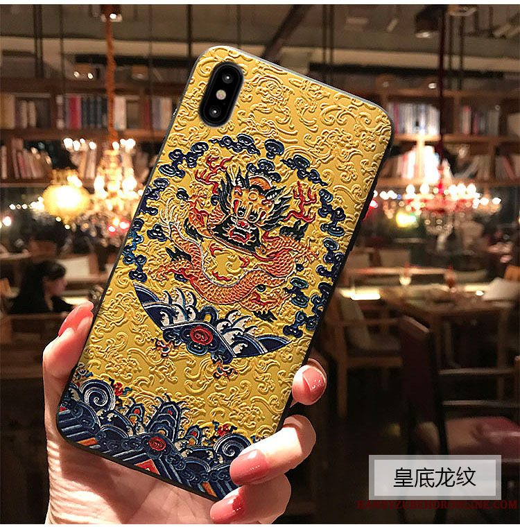 Etui iPhone Xs Relief Rød Telefon, Cover iPhone Xs Beskyttelse