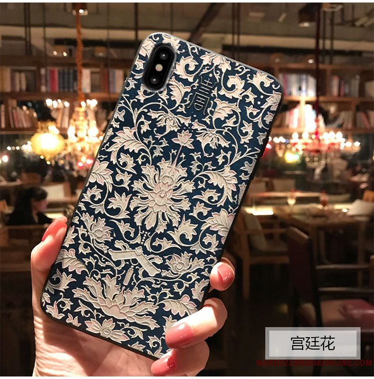 Etui iPhone Xs Relief Rød Telefon, Cover iPhone Xs Beskyttelse