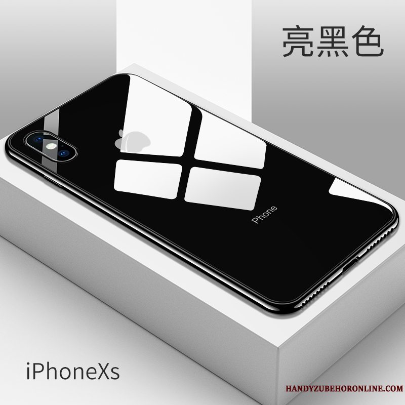 Etui iPhone Xs Silikone Anti-fald Gennemsigtig, Cover iPhone Xs Tasker Glas Trendy