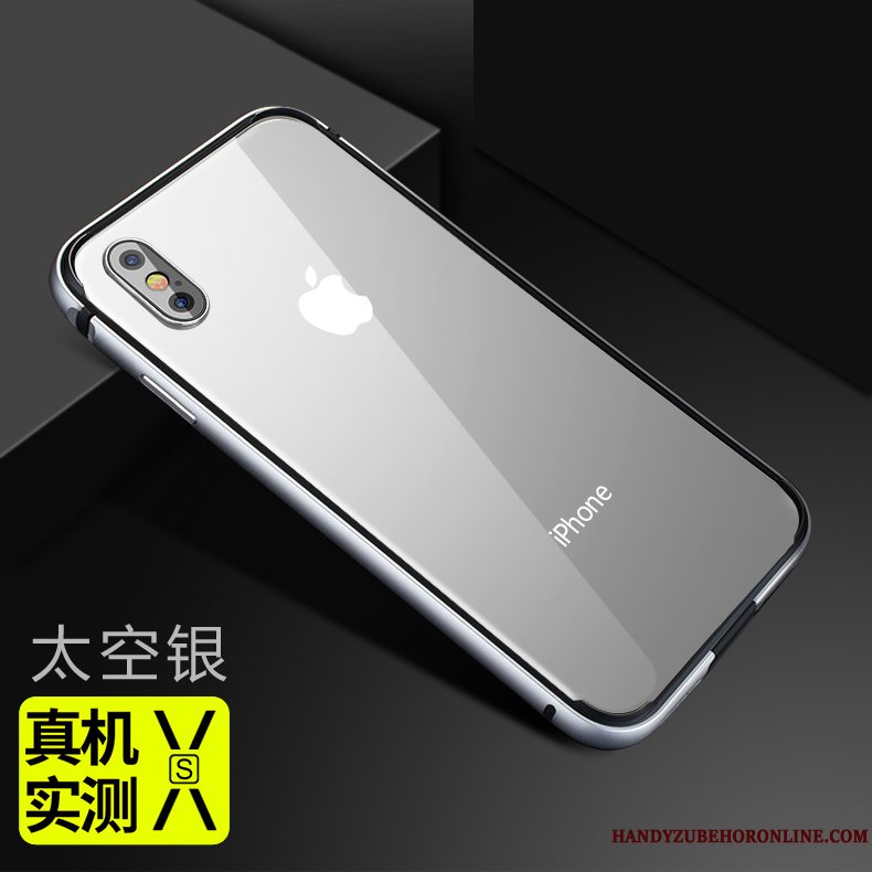 Etui iPhone Xs Silikone Rød Anti-fald, Cover iPhone Xs Metal Udstrålende Telefon