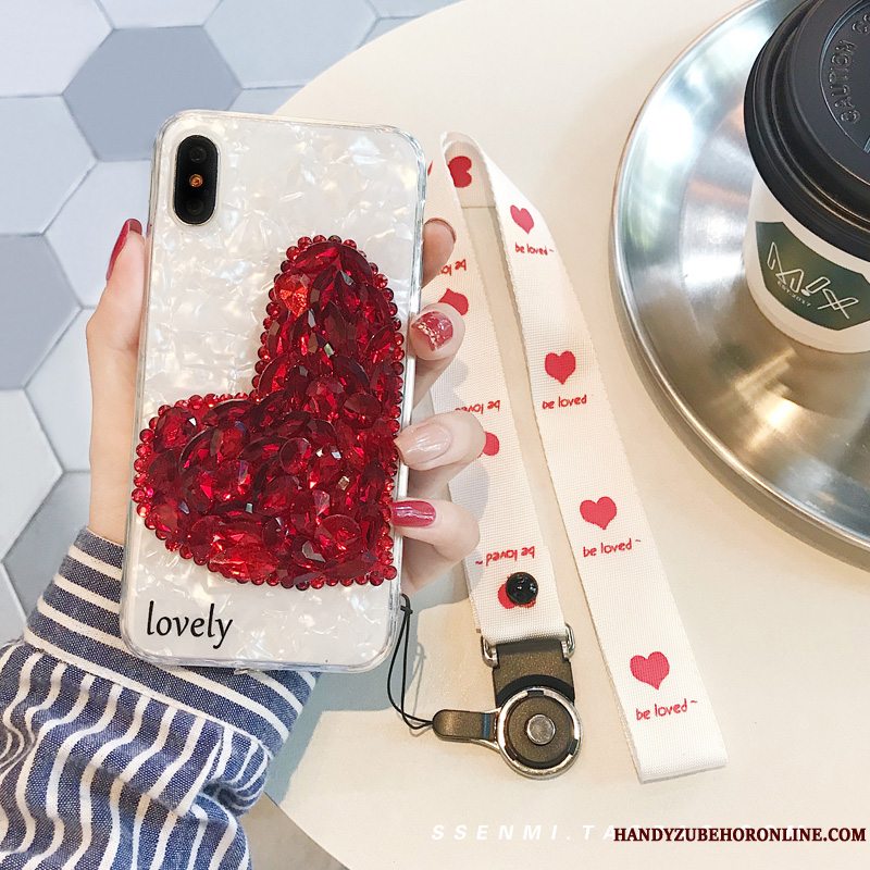 Etui iPhone Xs Strass Shell Telefon, Cover iPhone Xs Blød Hængende Ornamenter Kærlighed