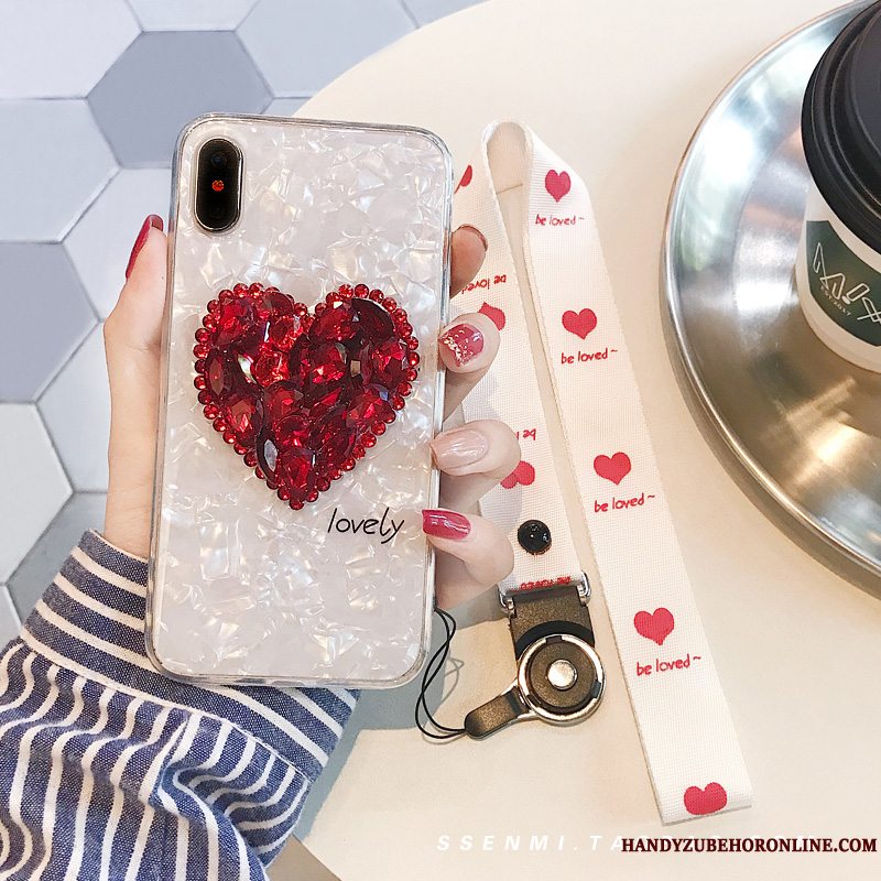 Etui iPhone Xs Strass Shell Telefon, Cover iPhone Xs Blød Hængende Ornamenter Kærlighed