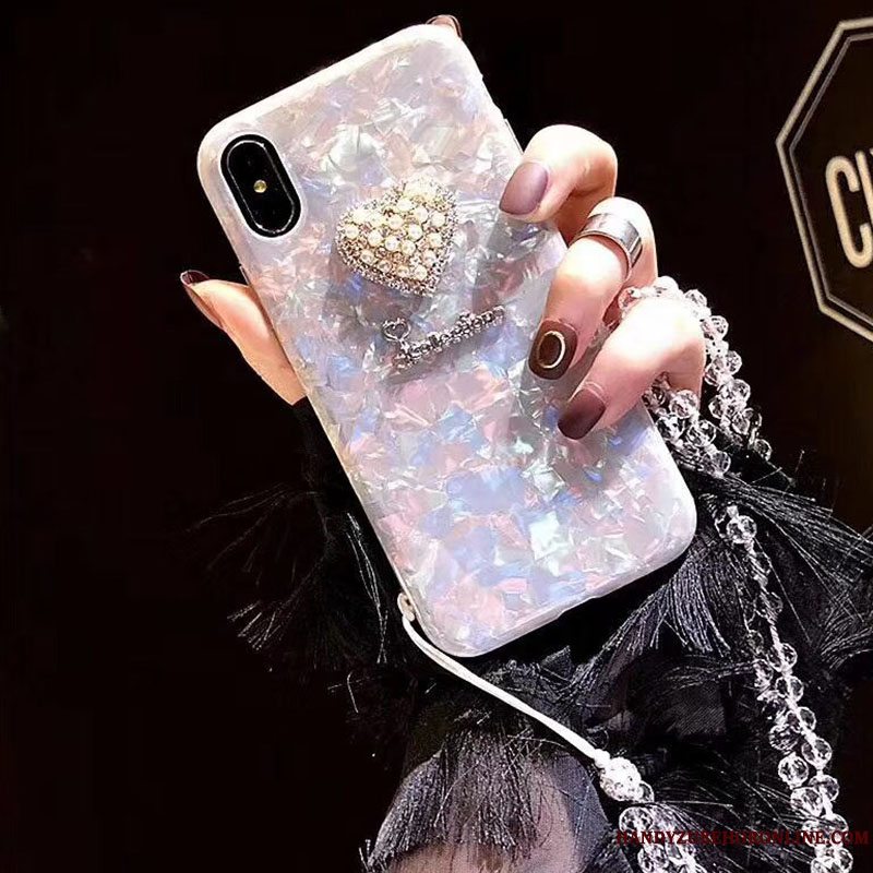 Etui iPhone Xs Strass Telefonshell, Cover iPhone Xs Luksus Hvid Trend