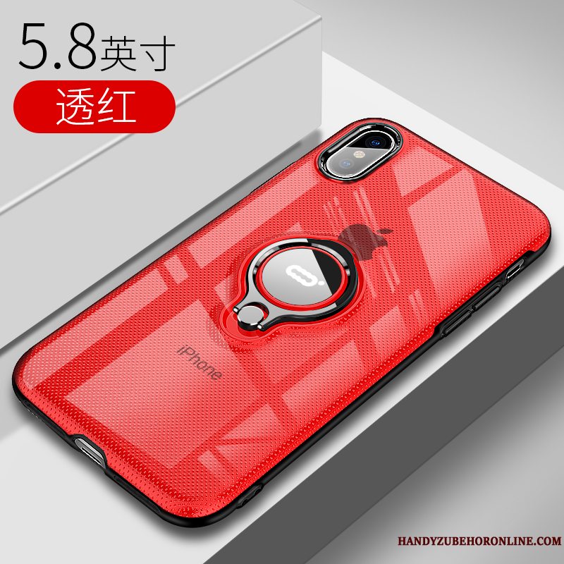 Etui iPhone Xs Support Bil Tynd, Cover iPhone Xs Tasker Net Red Ring