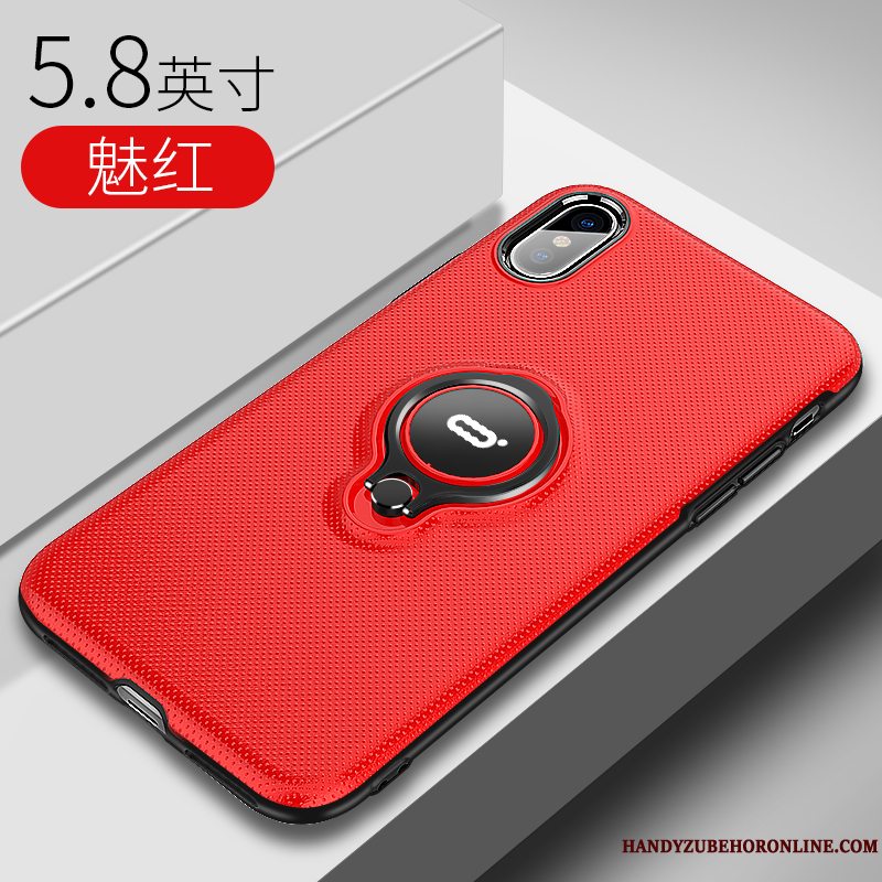 Etui iPhone Xs Support Bil Tynd, Cover iPhone Xs Tasker Net Red Ring