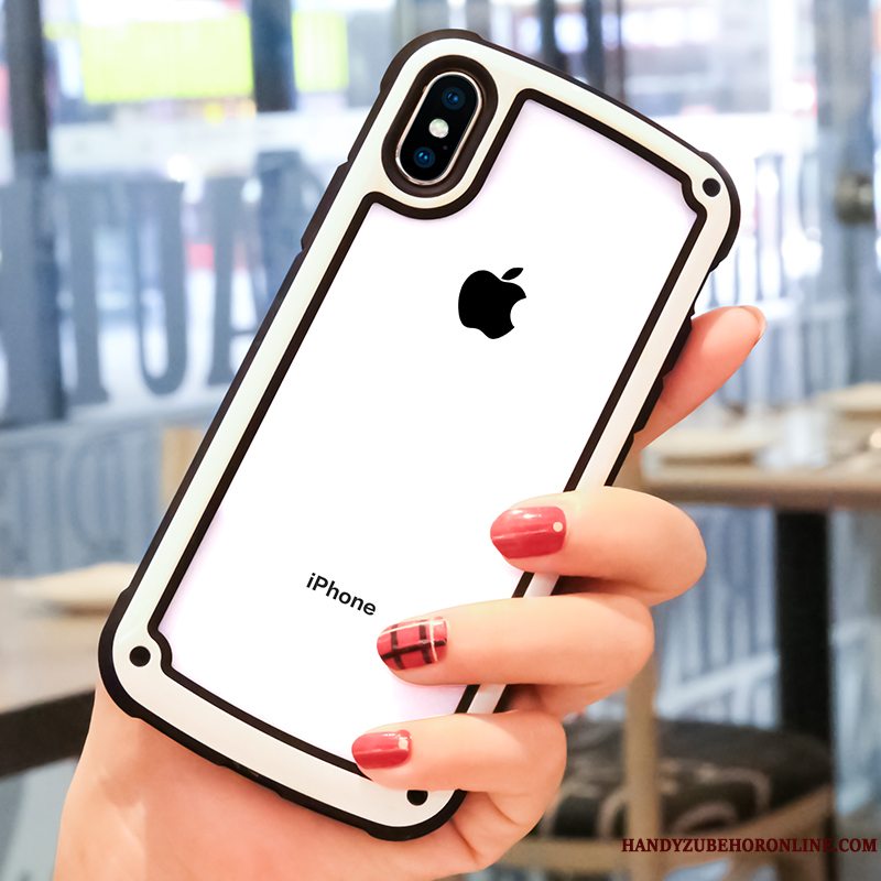 Etui iPhone Xs Tasker Rød Anti-fald, Cover iPhone Xs Beskyttelse Net Red Gennemsigtig