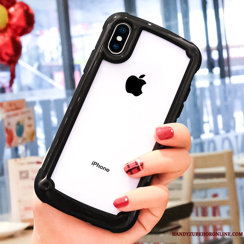 Etui iPhone Xs Tasker Rød Anti-fald, Cover iPhone Xs Beskyttelse Net Red Gennemsigtig