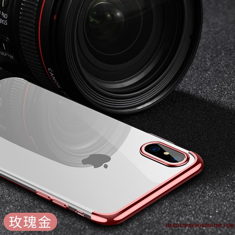 Etui iPhone Xs Tasker Rød Anti-fald, Cover iPhone Xs Blød Gennemsigtig Ny