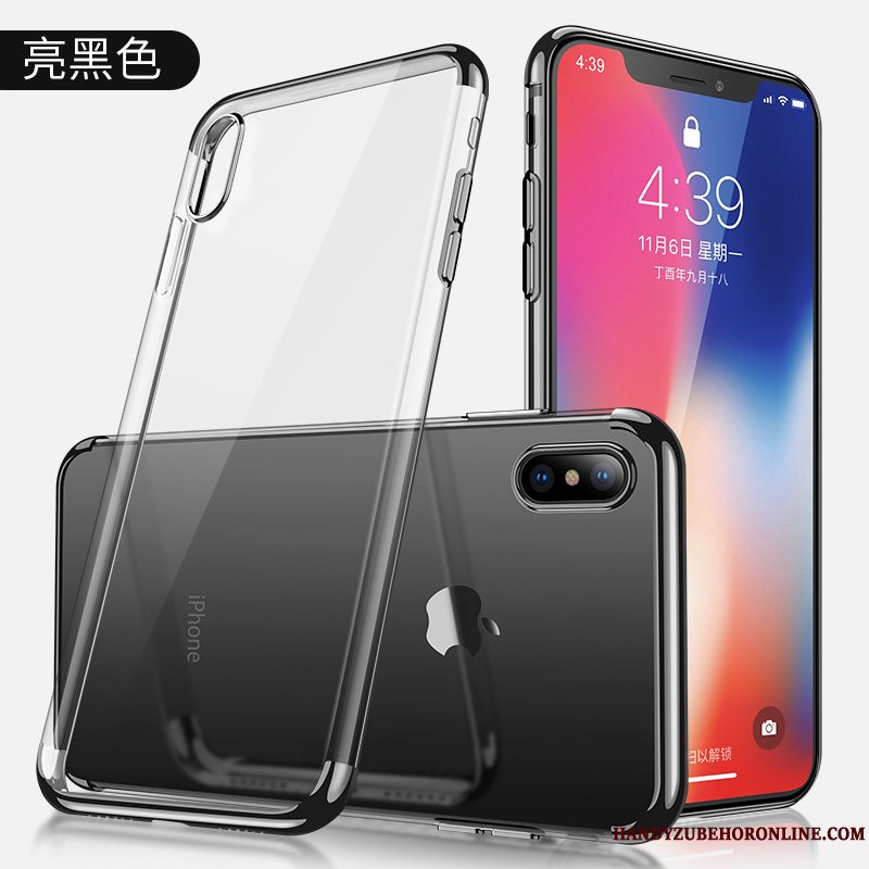 Etui iPhone Xs Tasker Rød Anti-fald, Cover iPhone Xs Blød Gennemsigtig Ny