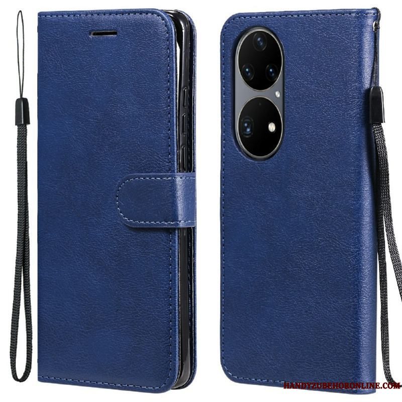 Flip Cover Huawei P50 Pro Med Snor Strappy Lædereffekt