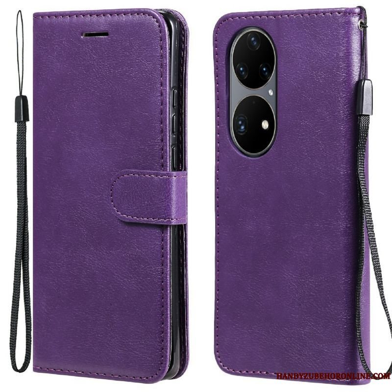 Flip Cover Huawei P50 Pro Med Snor Strappy Lædereffekt