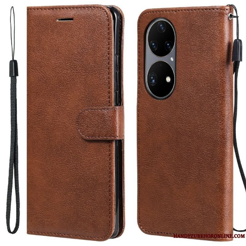 Flip Cover Huawei P50 Pro Med Snor Strappy Lædereffekt