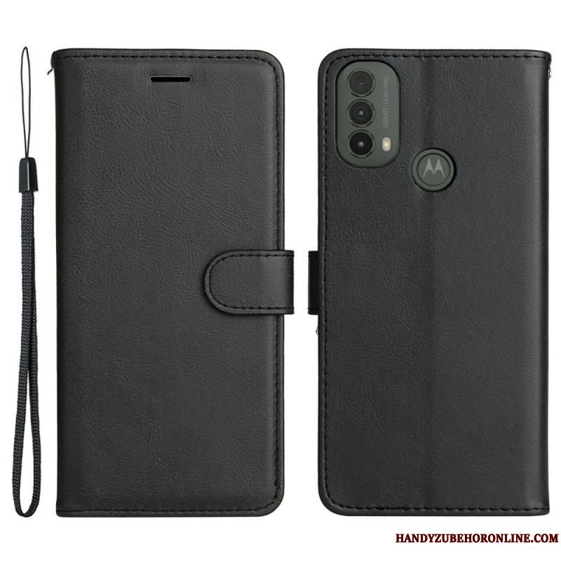 Flip Cover Moto E40 / E30 / E20 Med Snor Strappy Lædereffekt