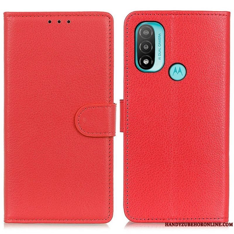 Flip Cover Moto E40 / E30 / E20 Traditionelt Litchi