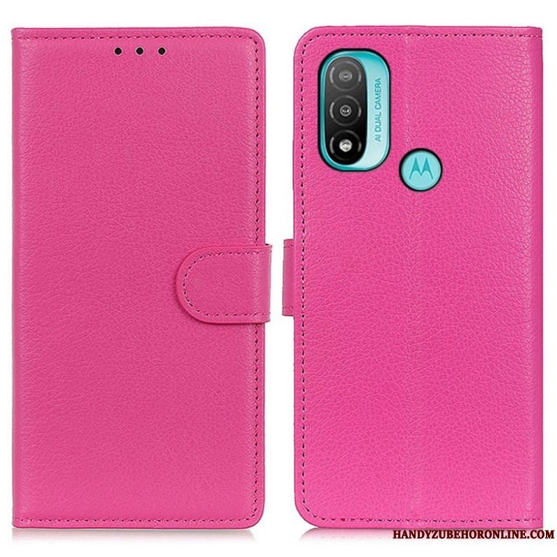 Flip Cover Moto E40 / E30 / E20 Traditionelt Litchi