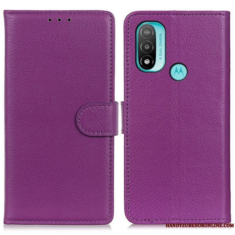 Flip Cover Moto E40 / E30 / E20 Traditionelt Litchi