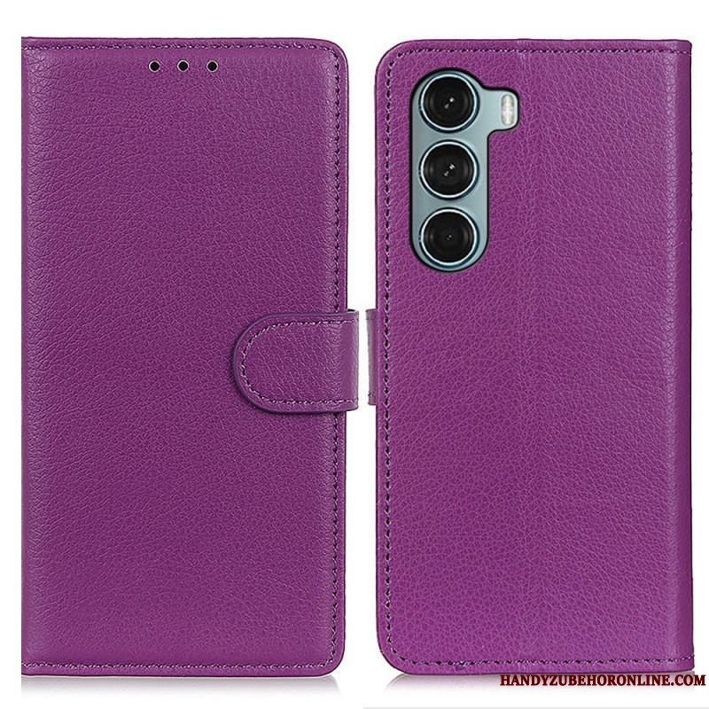 Flip Cover Moto G200 5G Traditionelt Litchi