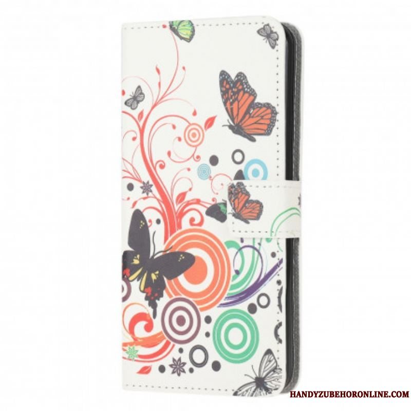 Flip Cover Moto G50 Sommerfugle Og Blomster