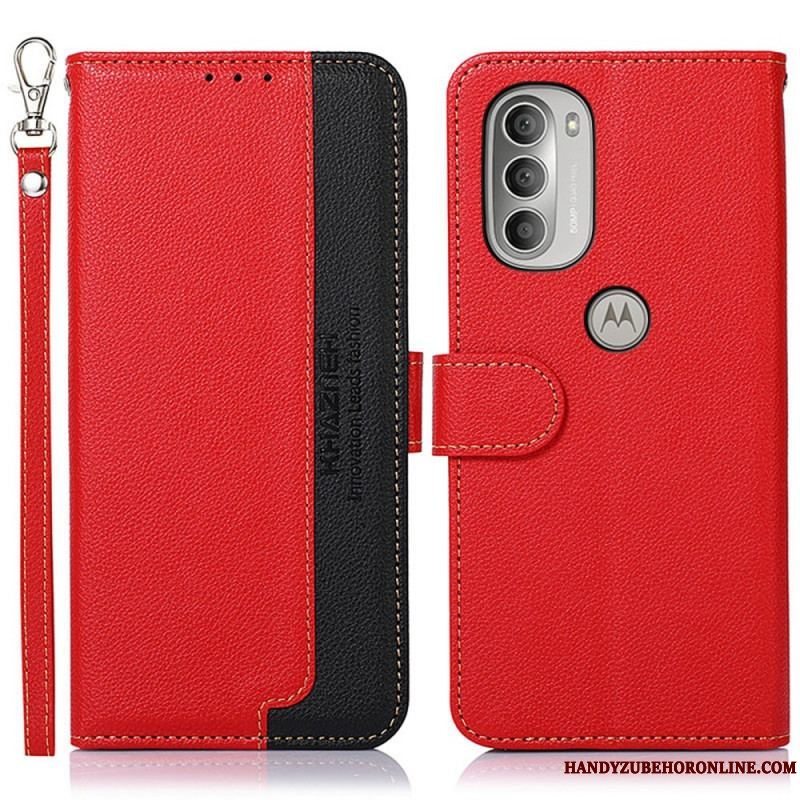 Flip Cover Moto G51 5G Lychee Style Rfid Khazneh