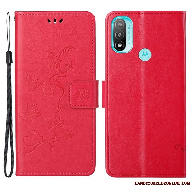 Flip Cover Moto G71 5G Asiatiske Sommerfugle Og Blomster