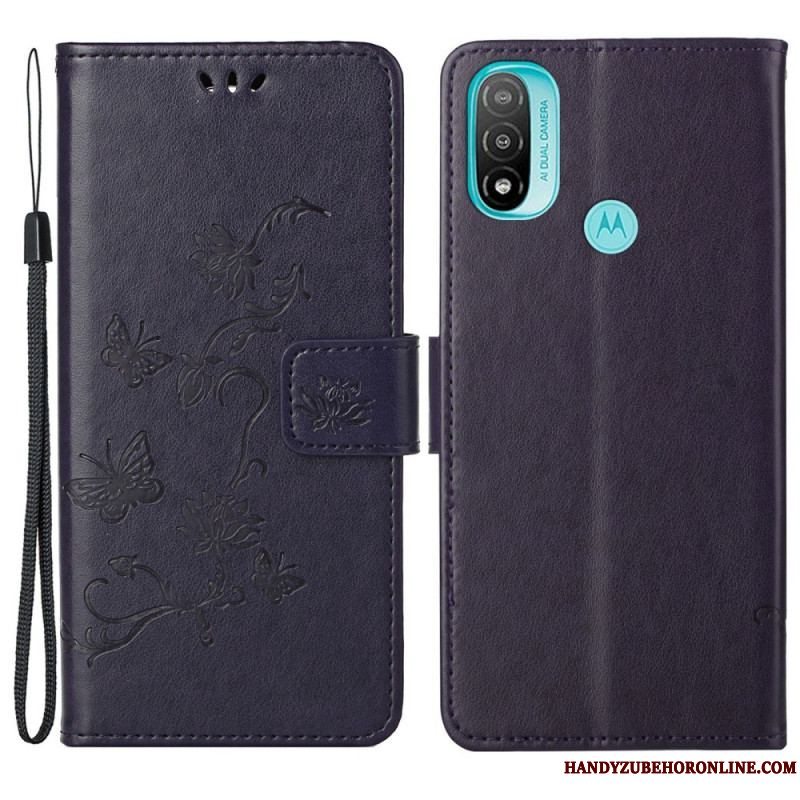 Flip Cover Moto G71 5G Asiatiske Sommerfugle Og Blomster