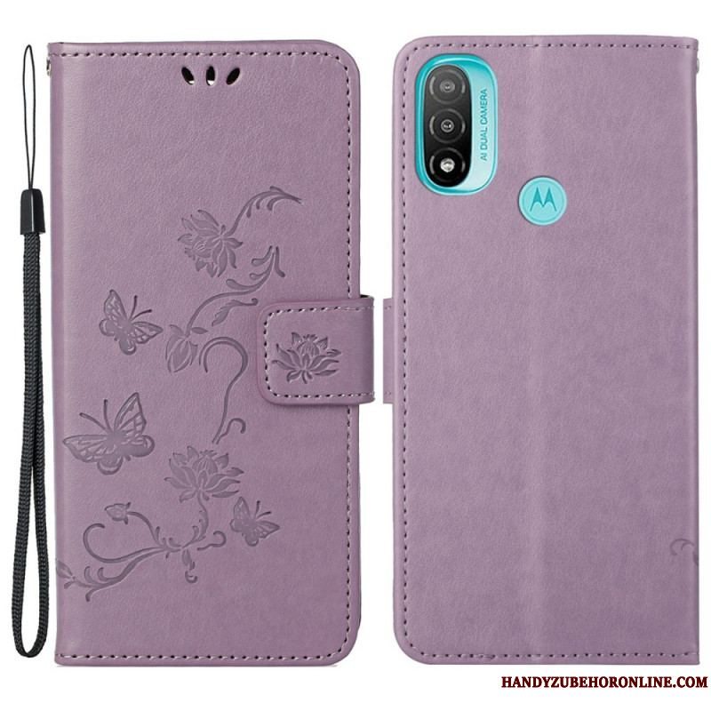 Flip Cover Moto G71 5G Asiatiske Sommerfugle Og Blomster