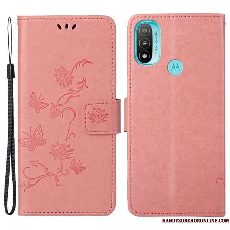 Flip Cover Moto G71 5G Asiatiske Sommerfugle Og Blomster