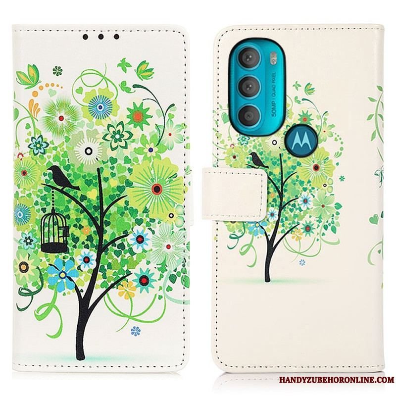 Flip Cover Moto G71 5G Blomstrende Træ