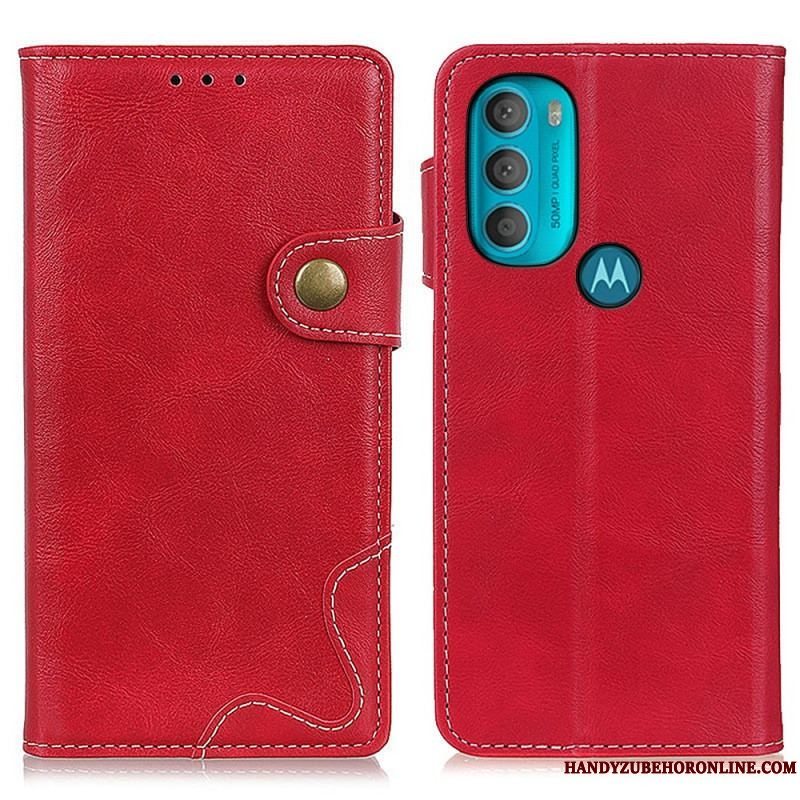 Flip Cover Moto G71 5G Kunstnerisk Syningsknap