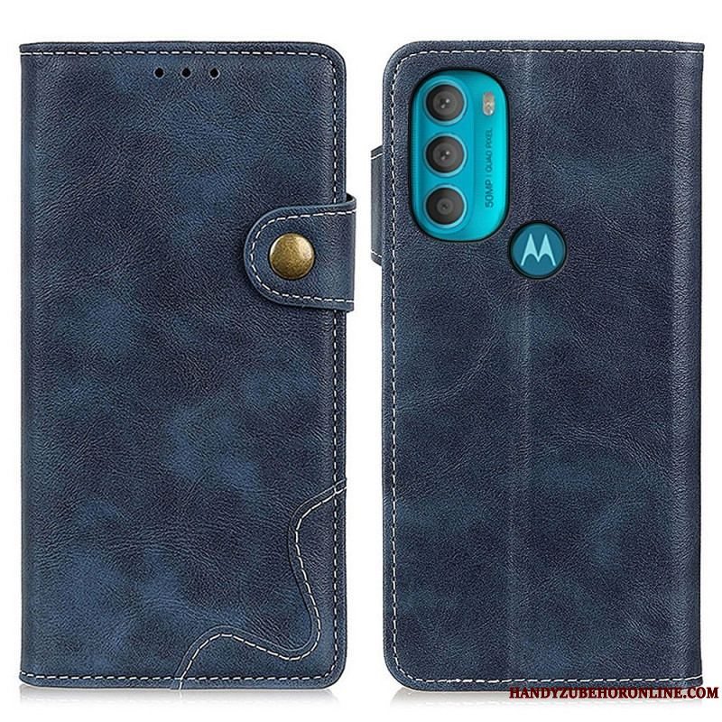 Flip Cover Moto G71 5G Kunstnerisk Syningsknap