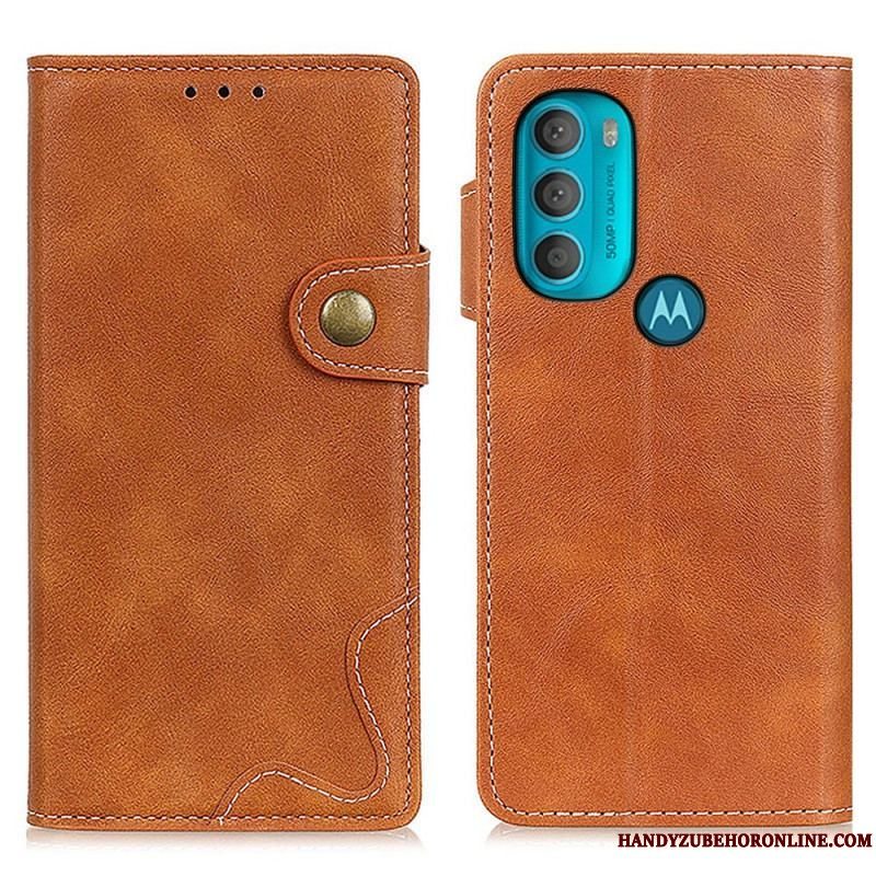 Flip Cover Moto G71 5G Kunstnerisk Syningsknap