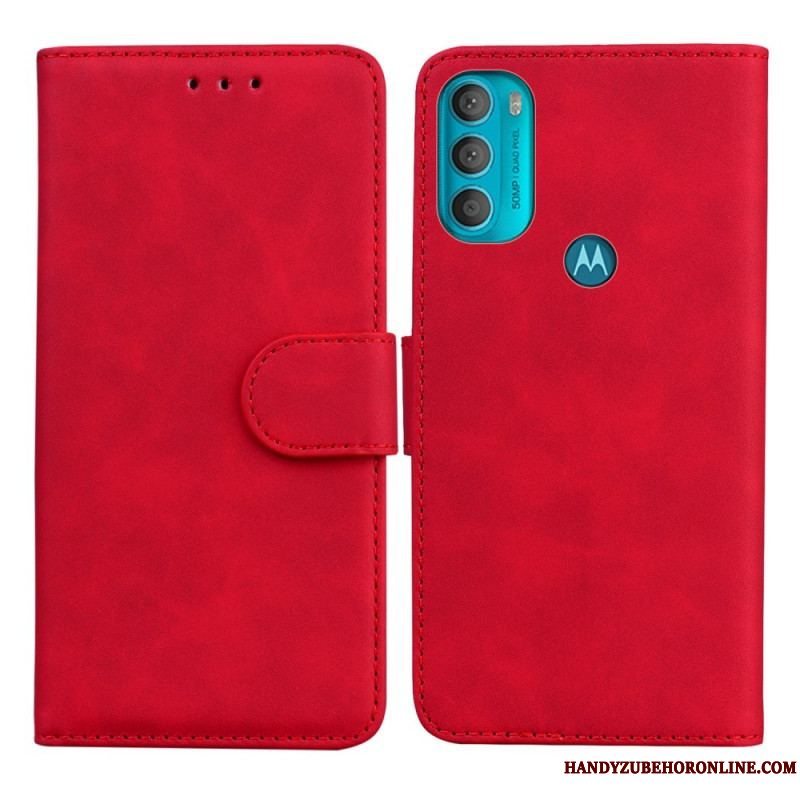 Flip Cover Moto G71 5G Monokrom Lædereffekt