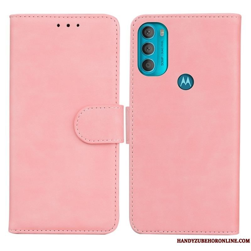 Flip Cover Moto G71 5G Monokrom Lædereffekt