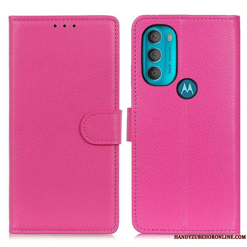 Flip Cover Moto G71 5G Traditionelt Litchi