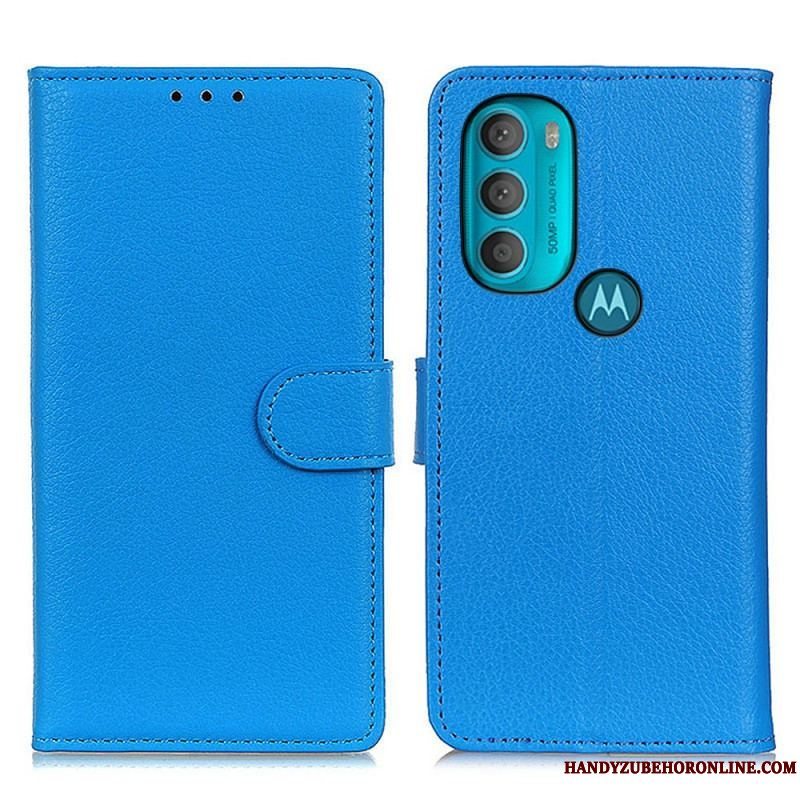 Flip Cover Moto G71 5G Traditionelt Litchi