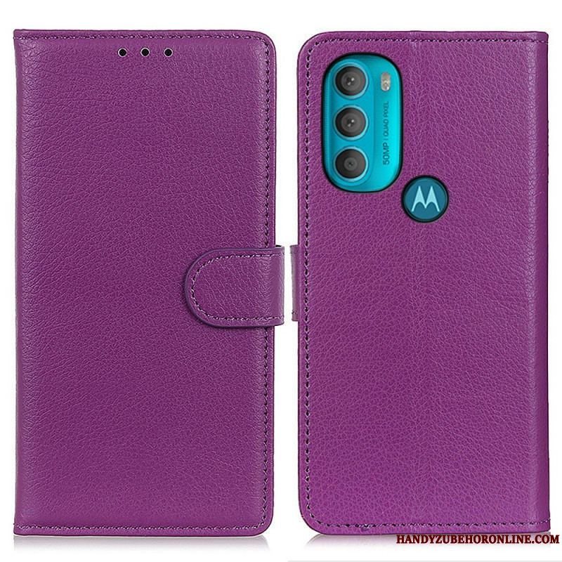 Flip Cover Moto G71 5G Traditionelt Litchi