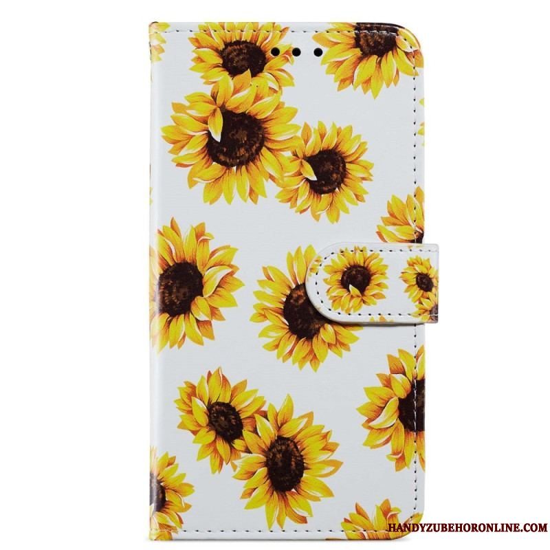 Flip Cover Moto G73 5G Med Snor Strappy Floral