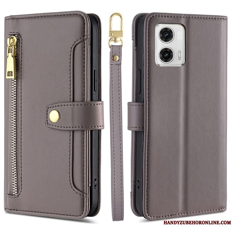 Flip Cover Moto G73 5G Pung Med Skulderrem Og Snor