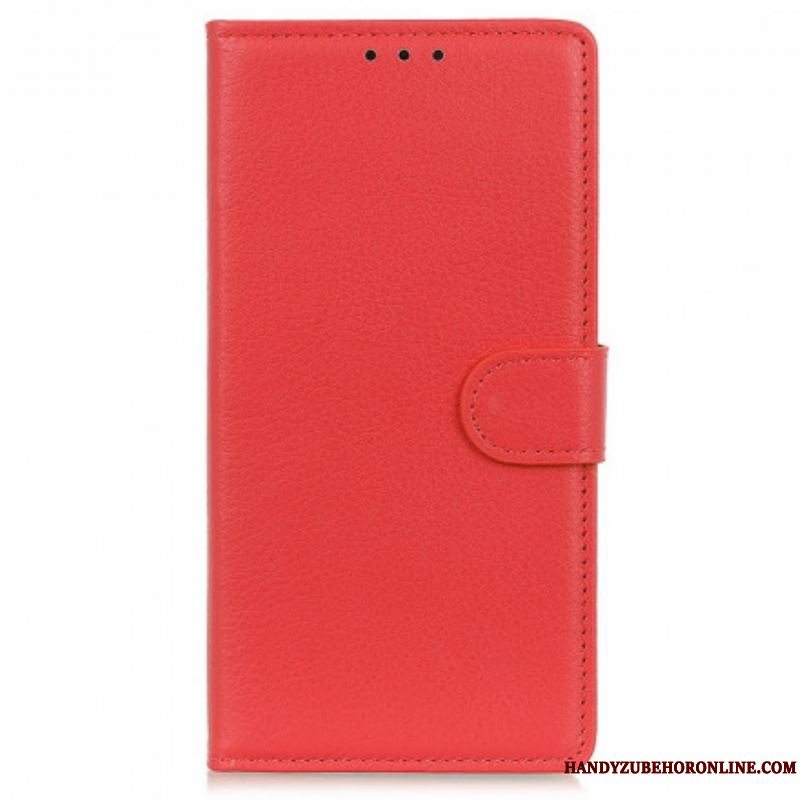 Flip Cover Motorola Edge 20 Pro Traditionelt Litchi Imiteret Læder