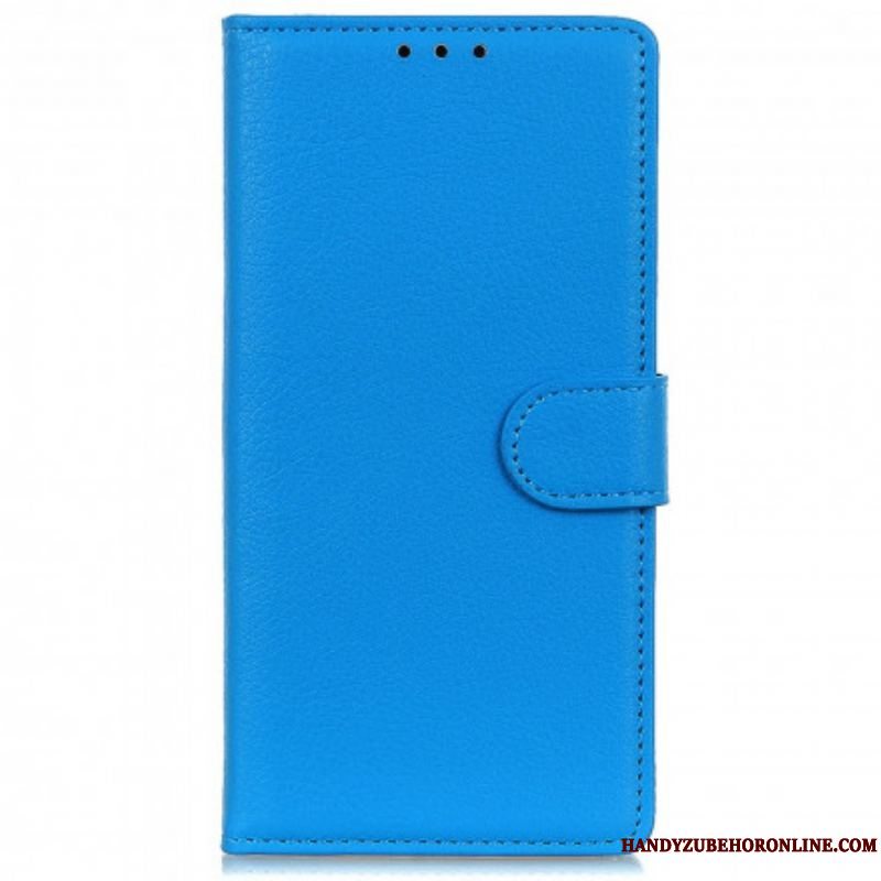 Flip Cover Motorola Edge 20 Pro Traditionelt Litchi Imiteret Læder