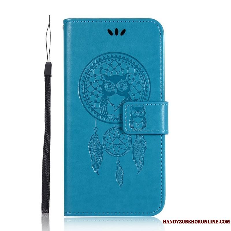 Flip Cover Samsung Galaxy A13 5G / A04s Lædereffekt Dream Catcher Owl