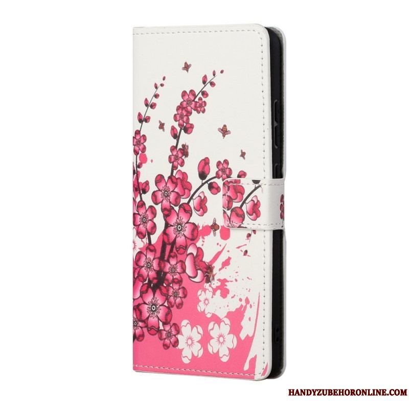 Flip Cover Samsung Galaxy A13 5G / A04s Tropiske Blomster