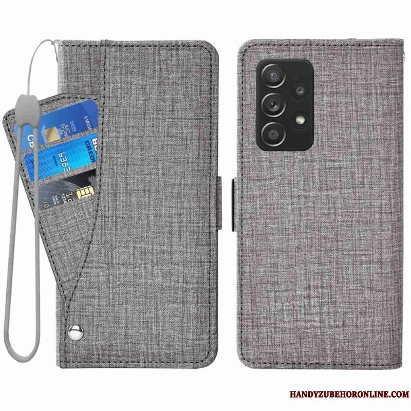 Flip Cover Samsung Galaxy A53 5G Jeans Med Roterende Kortholder