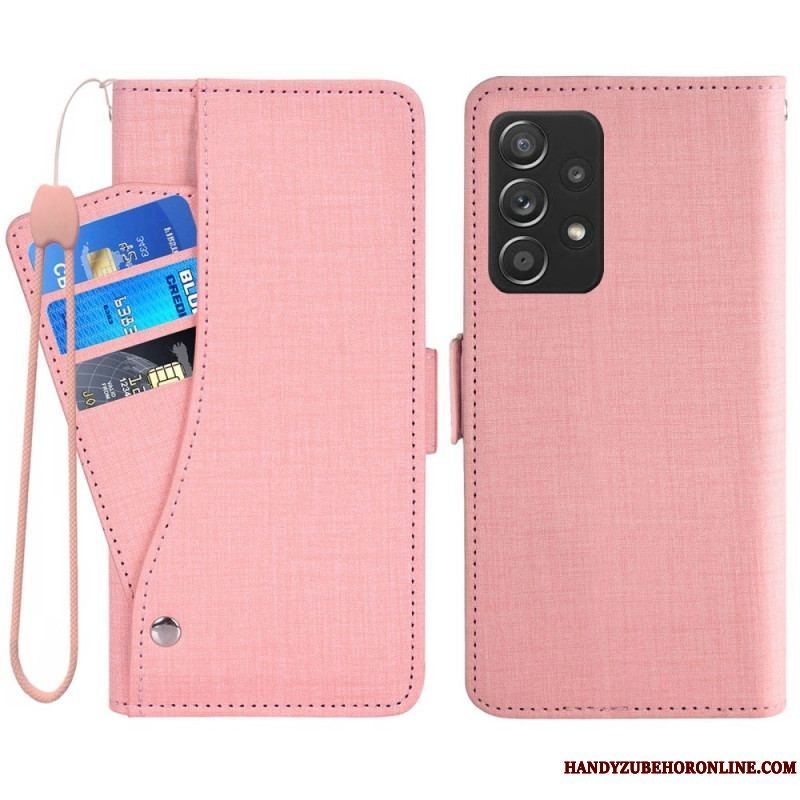 Flip Cover Samsung Galaxy A53 5G Jeans Med Roterende Kortholder