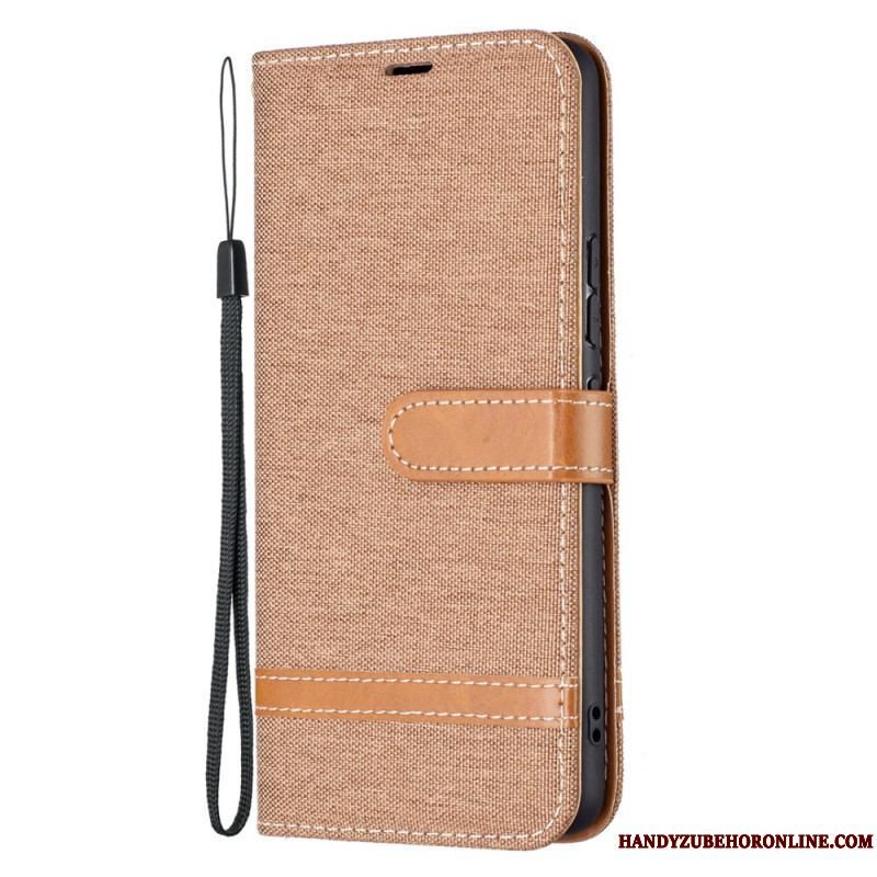 Flip Cover Samsung Galaxy A53 5G Med Snor Stof- Og Lædereffektrem