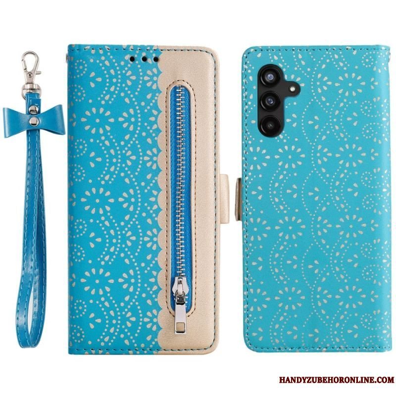 Flip Cover Samsung Galaxy A54 5G Med Snor Blonderrem Møntpung