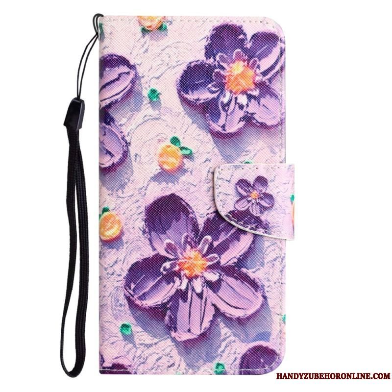 Flip Cover Samsung Galaxy A54 5G Med Snor Rem Blomster